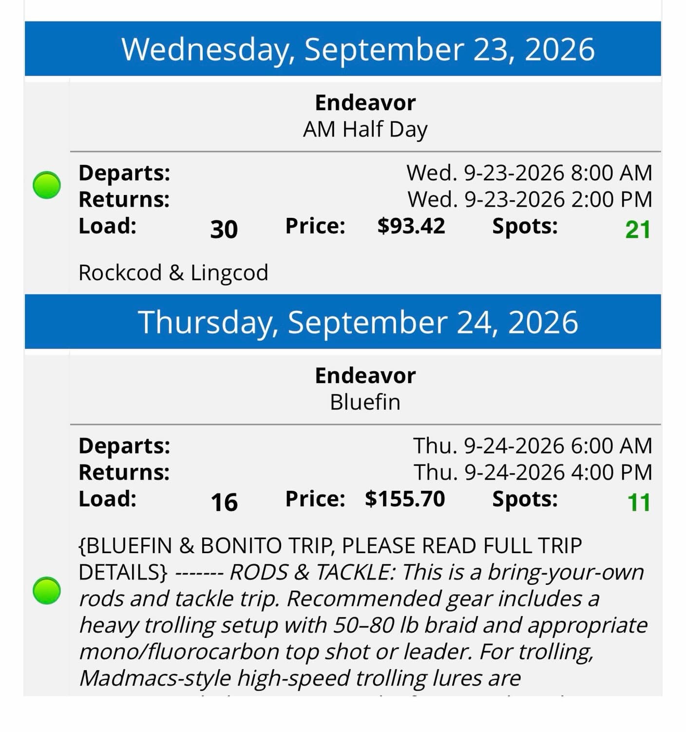 🚨 ENDEAVOR HAS ROOM! 🎣
⚓ TOMORROW: Half-Day LIGHT LOAD — plenty of room, so come take advantage and get out on the water!
🔥 THURSDAY: We’re heading offshore for BLUEFIN! 🐟💨 Spots are still available and we’d love to get this trip filled up!
Grab your crew, make those reservations, and LET’S GO FISHING! 🎣🌊
📲 Book your spots now!
#MorroBay #MorroBayFishing #Sportfishing #BluefinTuna #DeepSeaFishing CentralCoastFishing Endeavor